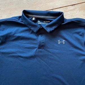 Under Armor Boys Youth XL Navy Blue Dri-Fit Polo Shirt EUC